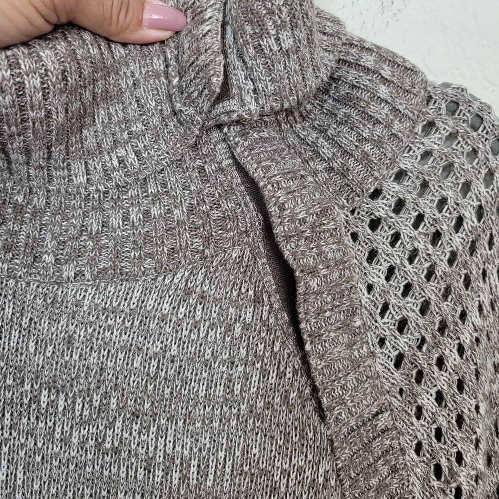 Prana Archer Sweater Dress Brown Women's Size Med Snap Button Turtle Neck